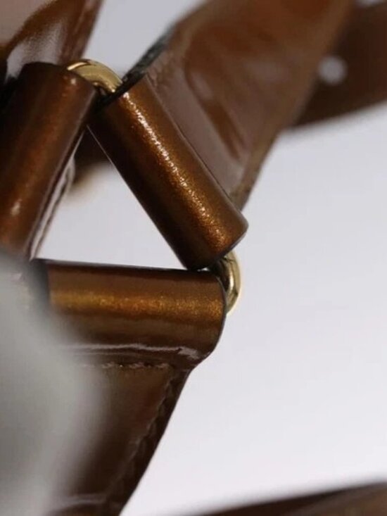 GUCCI Bamboo Backpack Patent leather Bronze Gold main image 4